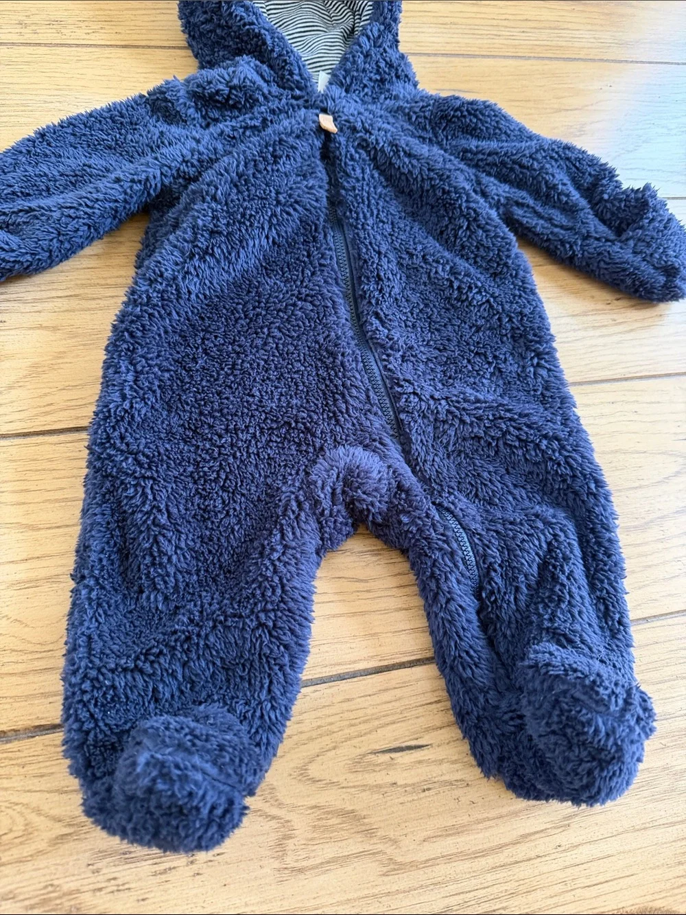 Carter's Navy Sherpa Hooded Baby Footed One-Piece